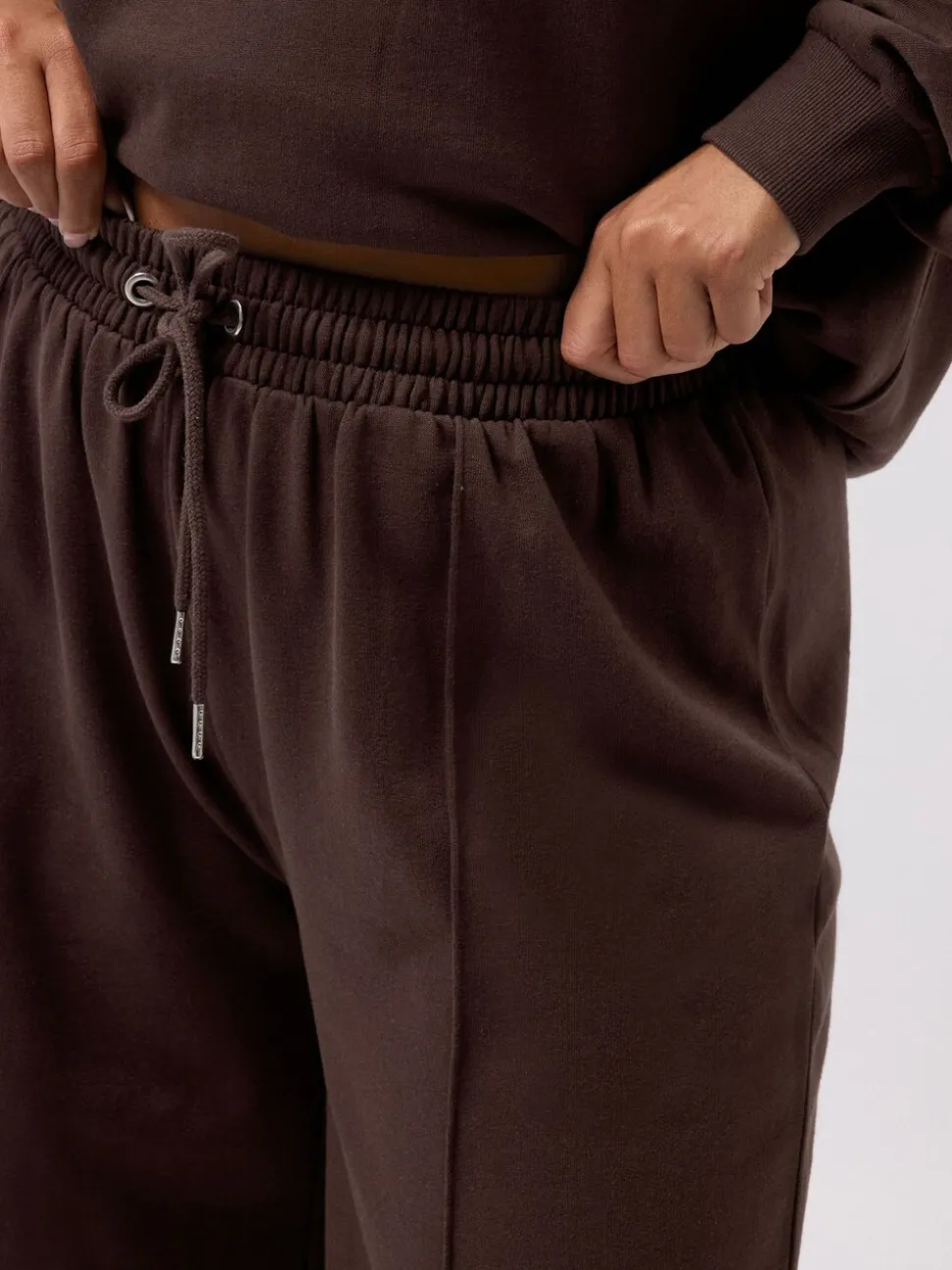 Bruin - Yours Curve joggingbroek met wijde pijpen