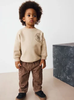 Bruin gingham-ruit - Corduroy broek met wijde pijpen (3mnd-7jr)