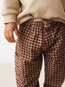 Bruin gingham-ruit - Corduroy broek met wijde pijpen (3mnd-7jr)