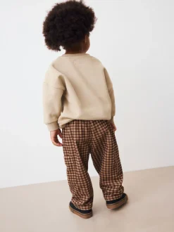 Bruin gingham-ruit - Corduroy broek met wijde pijpen (3mnd-7jr)