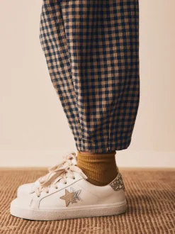 Bruin gingham-ruit - Pull-on corduroy broeken (3-16jr)