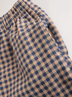 Bruin gingham-ruit - Pull-on corduroy broeken (3-16jr)