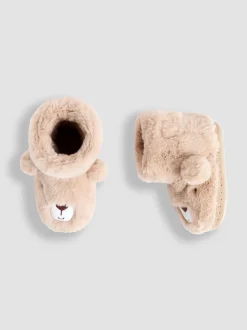 Bruin met beer - JoJo Maman Bébé Plush Slipper Boots