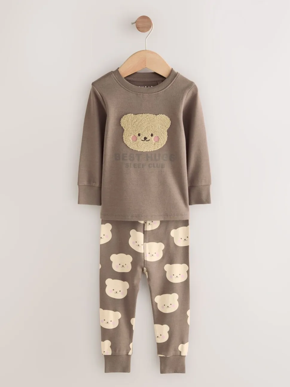 Bruin met beer/Ster - Verpakking van 3 knusse pyjama's (9 mnd-9 jr)