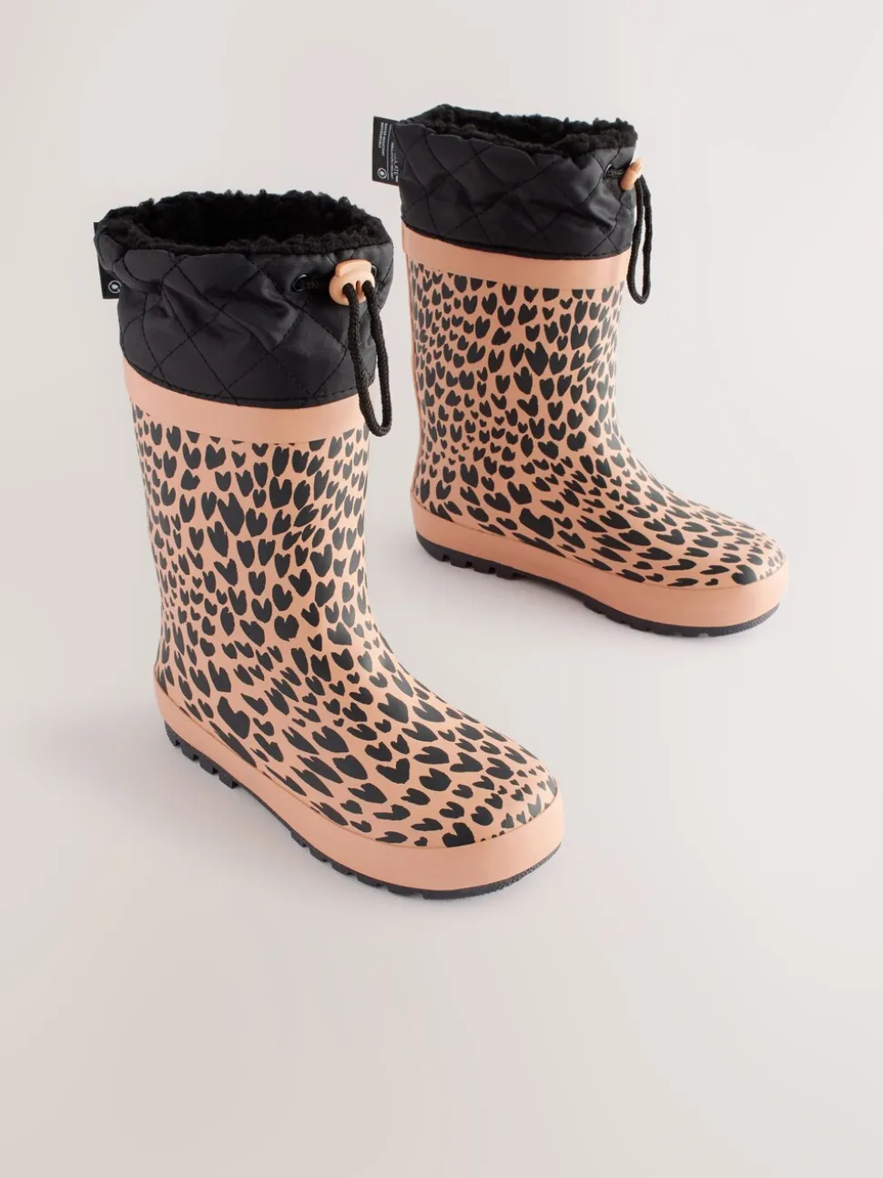 Bruin met dierenprint - Regenlaarzen met elastische boord
