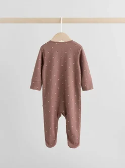 Bruin met fijne bloemenprint - Verpakking van 3 babypyjama's (0-2jr)
