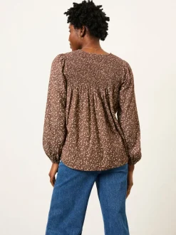 Bruin met fijne print - FatFace Blouse