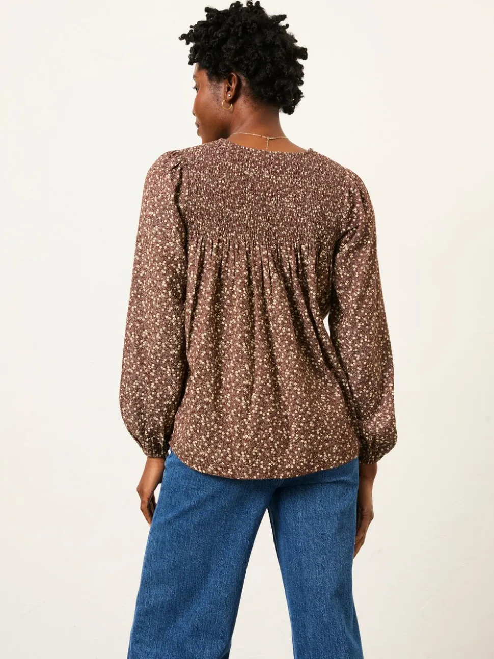 Bruin met fijne print - FatFace Blouse