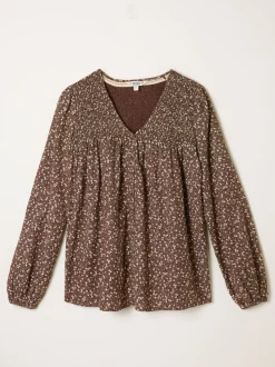 Bruin met fijne print - FatFace Blouse
