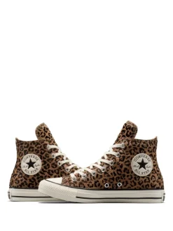 Bruin met luipaardprint - Converse Chuck Taylor Suede All Over High Trainers