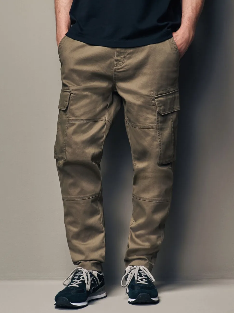 Bruin met paddenstoel - Slim Fit - Katoenen cargostretchbroek
