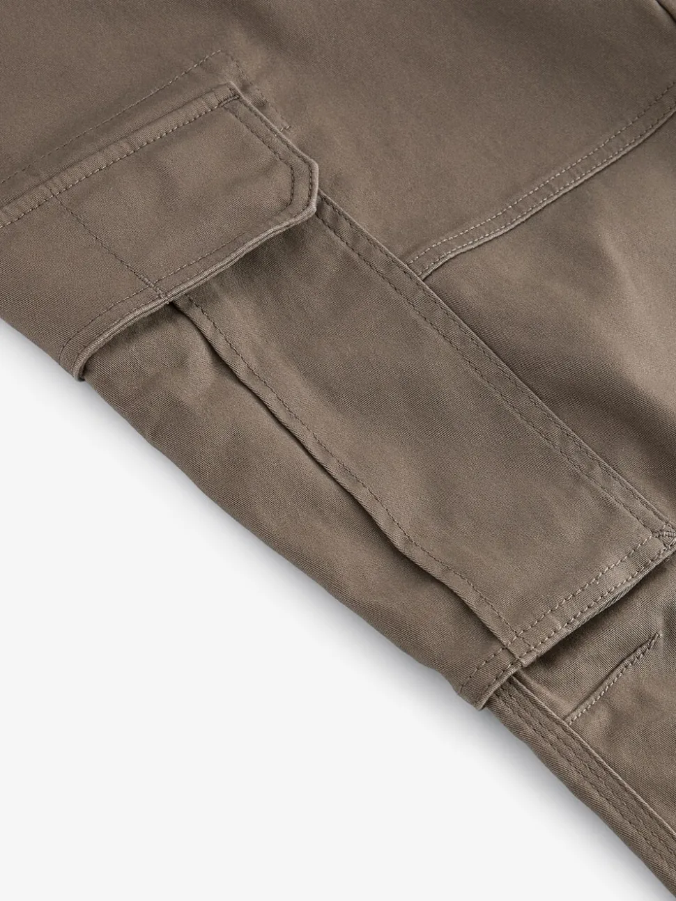 Bruin met paddenstoel - Slim Fit - Katoenen cargostretchbroek