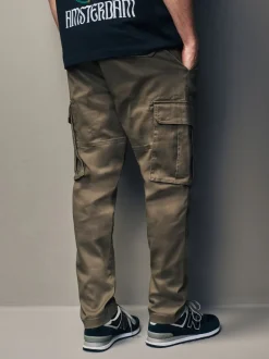 Bruin met paddenstoel - Slim Fit - Katoenen cargostretchbroek