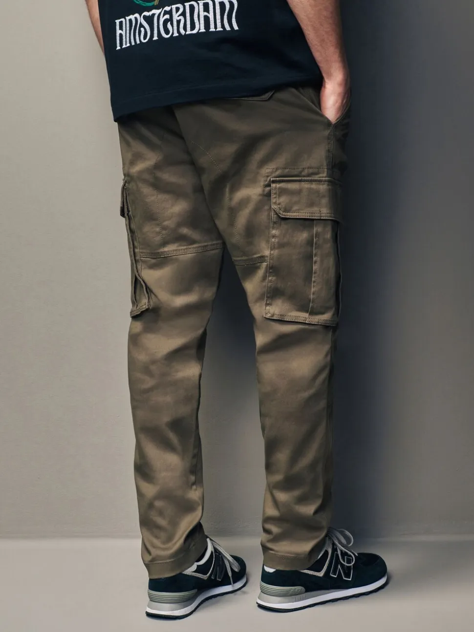 Bruin met paddenstoel - Slim Fit - Katoenen cargostretchbroek