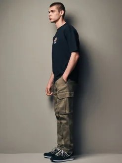 Bruin met paddenstoel - Slim Fit - Katoenen cargostretchbroek
