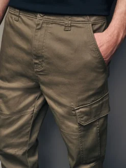 Bruin met paddenstoel - Slim Fit - Katoenen cargostretchbroek