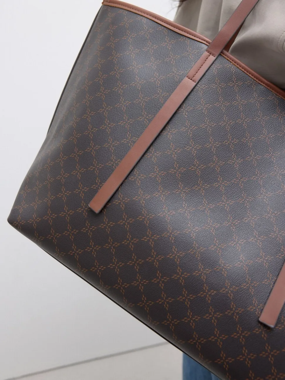 Bruin monogram - Grote schoudertas