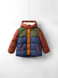 Bruin multi - JoJo Maman Bébé Borg Lined Hooded Puffer Coat