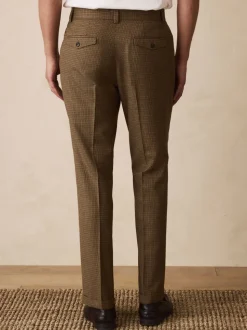 Bruin pied-de-poule - Slim Fit - Smart Textured Trousers