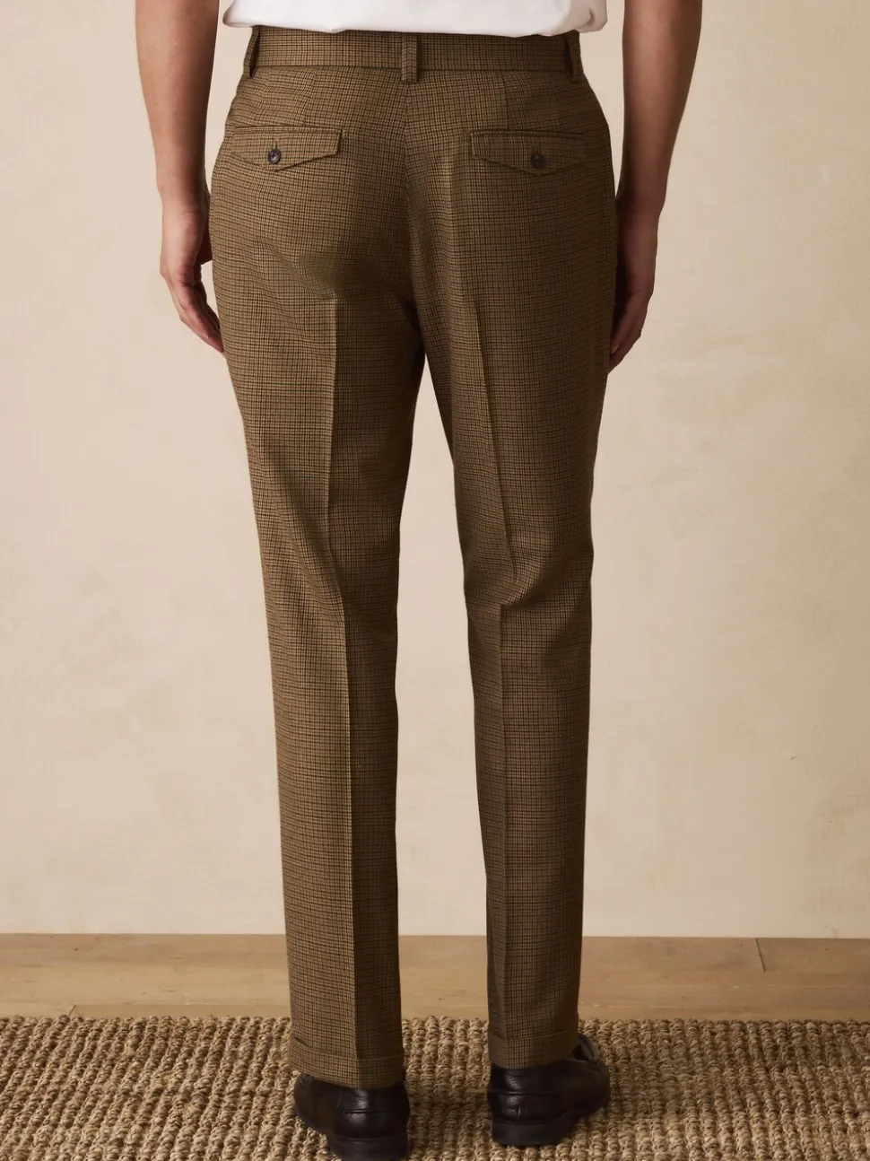 Bruin pied-de-poule - Slim Fit - Smart Textured Trousers