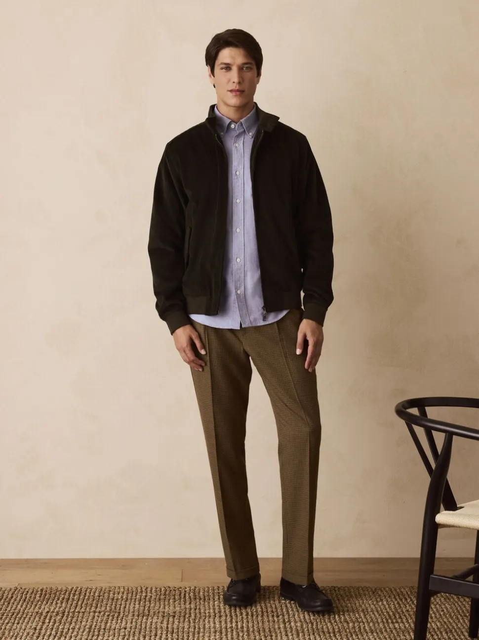 Bruin pied-de-poule - Slim Fit - Smart Textured Trousers