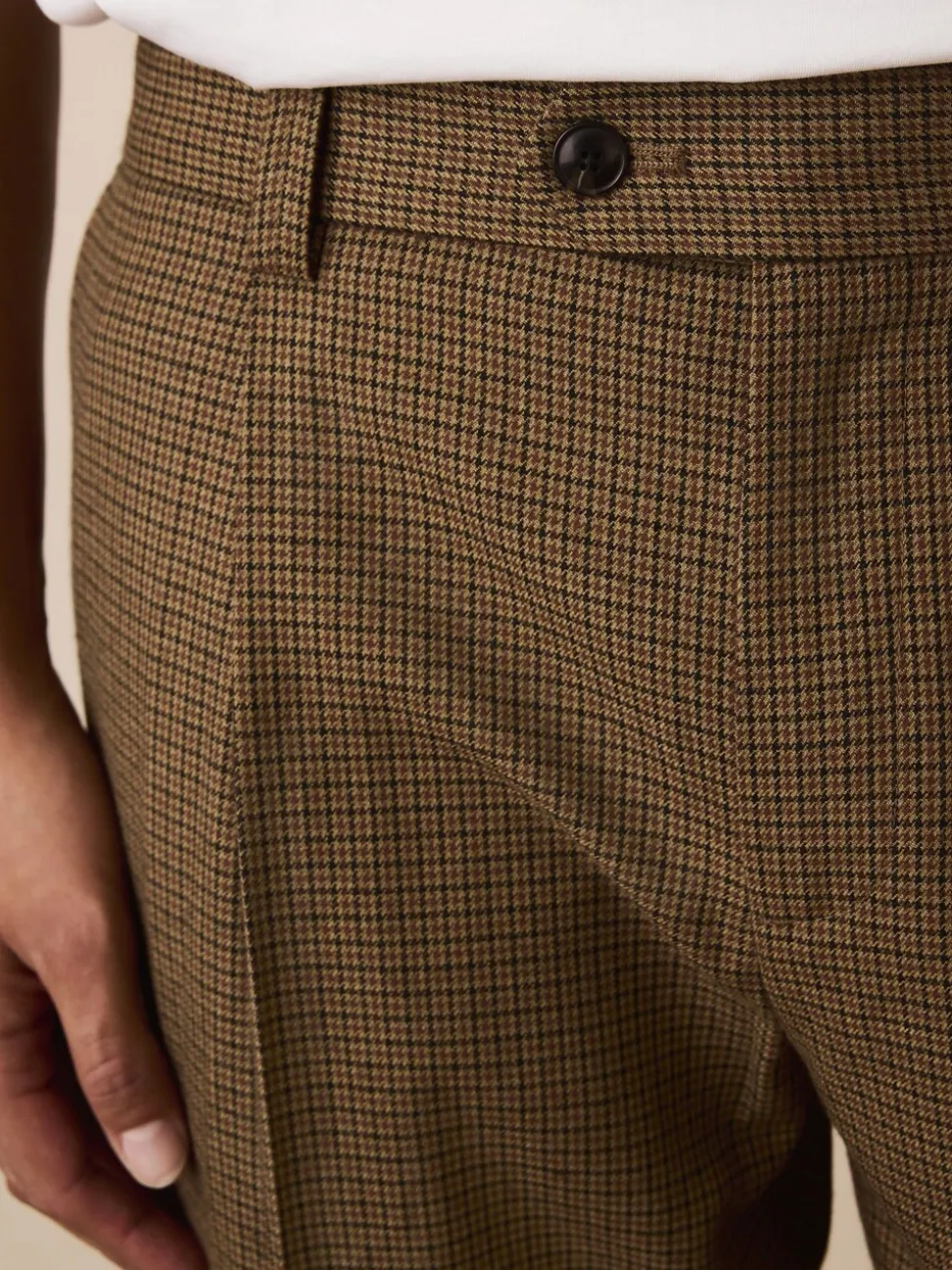 Bruin pied-de-poule - Slim Fit - Smart Textured Trousers