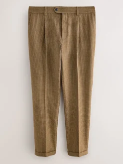 Bruin pied-de-poule - Slim Fit - Smart Textured Trousers