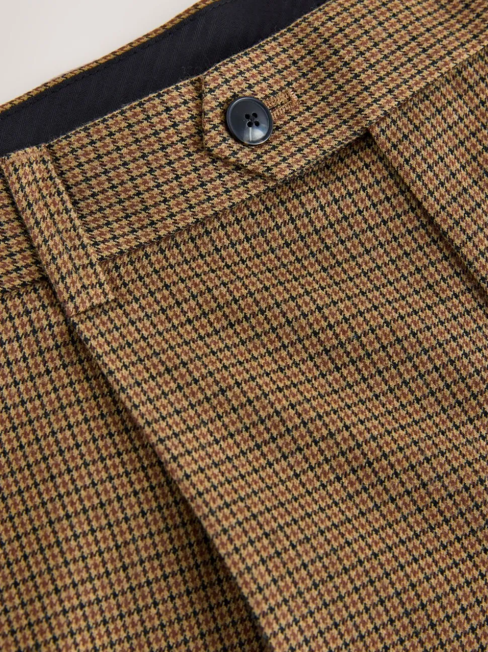 Bruin pied-de-poule - Slim Fit - Smart Textured Trousers