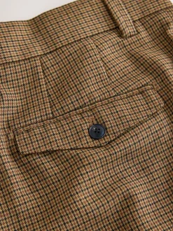 Bruin pied-de-poule - Slim Fit - Smart Textured Trousers