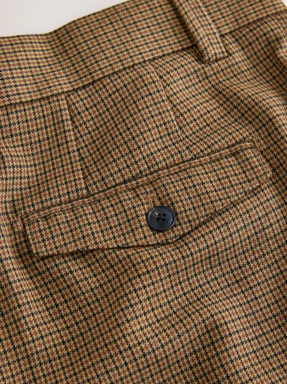 Bruin pied-de-poule - Slim Fit - Smart Textured Trousers