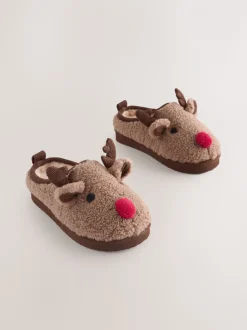 Bruin rendier - Kerstmis Gezellige Pantoffel Muiltjes