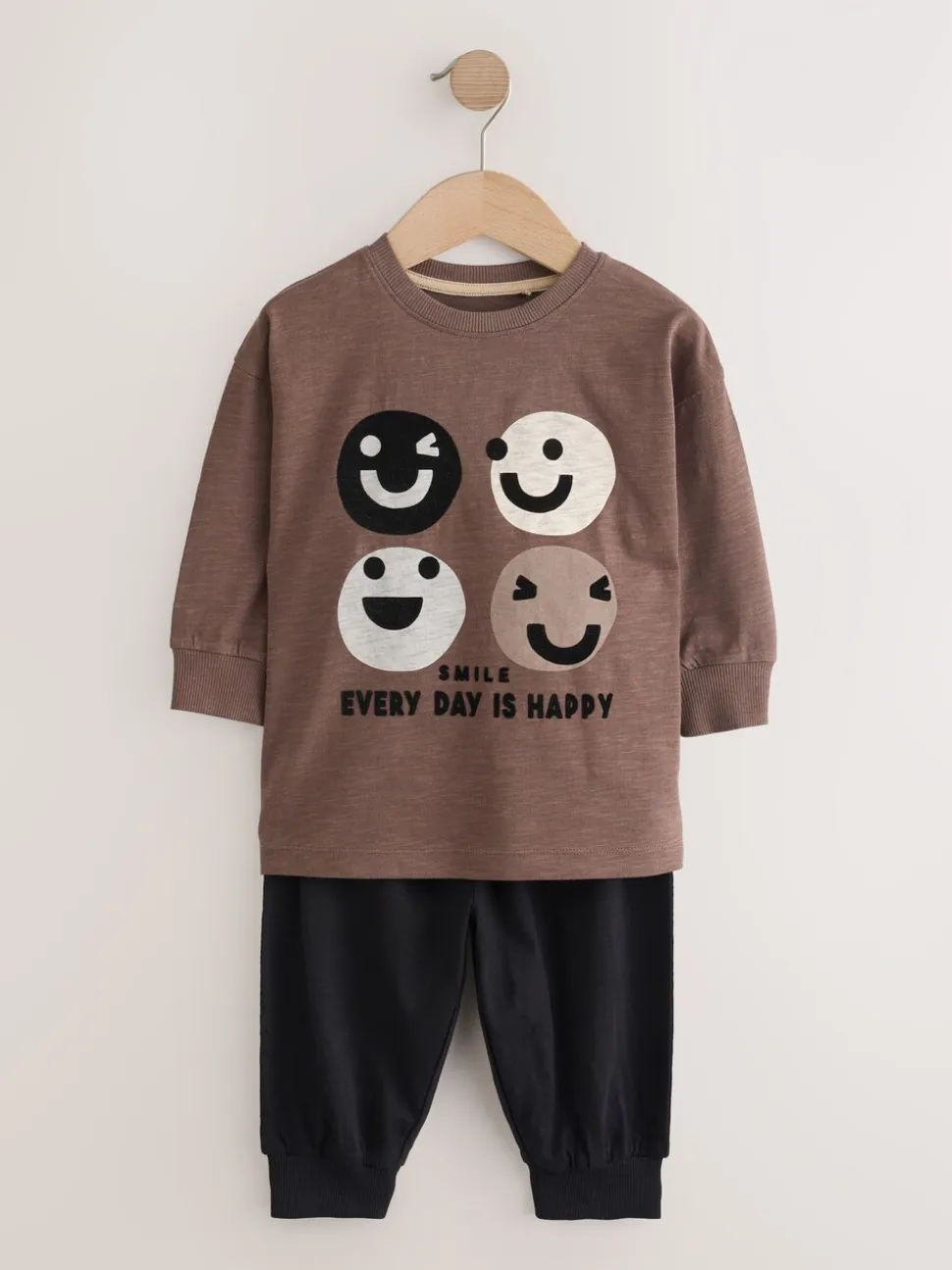 Bruin/Crème Blij gezicht - Verpakking van 3 oversized pyjama's 3 (9mnd -10jr)