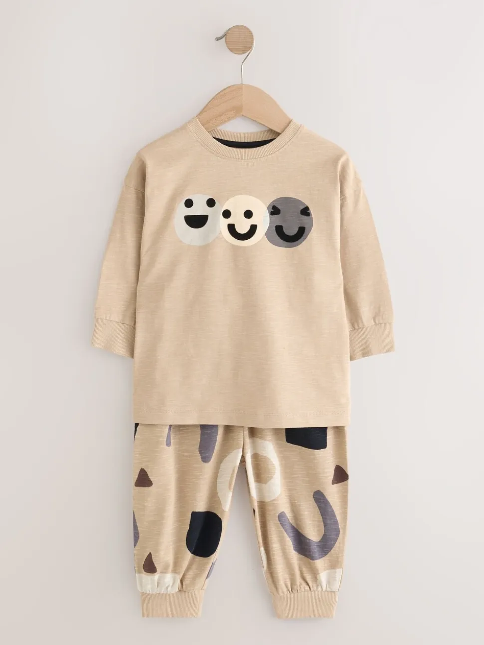 Bruin/Crème Blij gezicht - Verpakking van 3 oversized pyjama's 3 (9mnd -10jr)