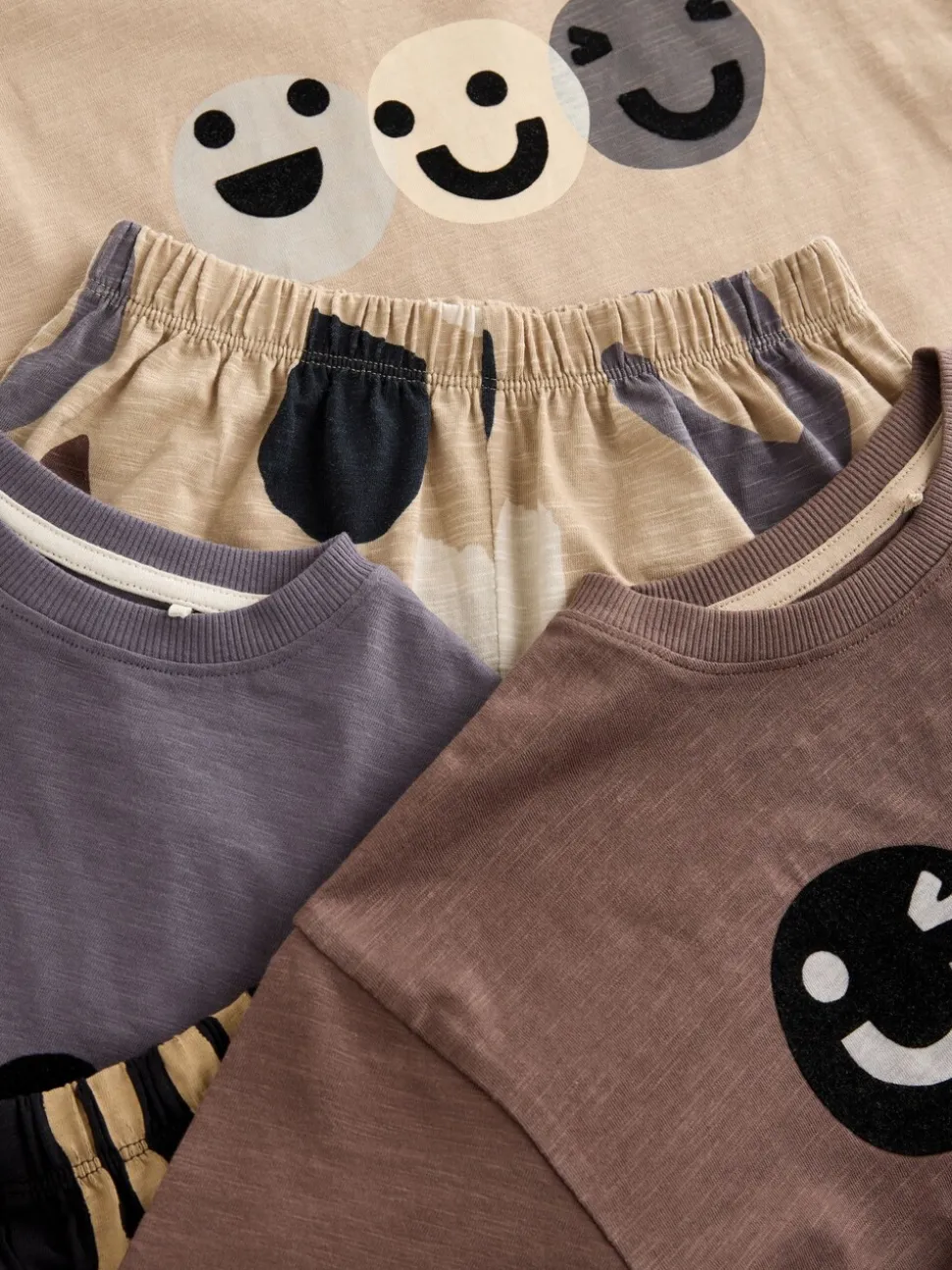 Bruin/Crème Blij gezicht - Verpakking van 3 oversized pyjama's 3 (9mnd -10jr)