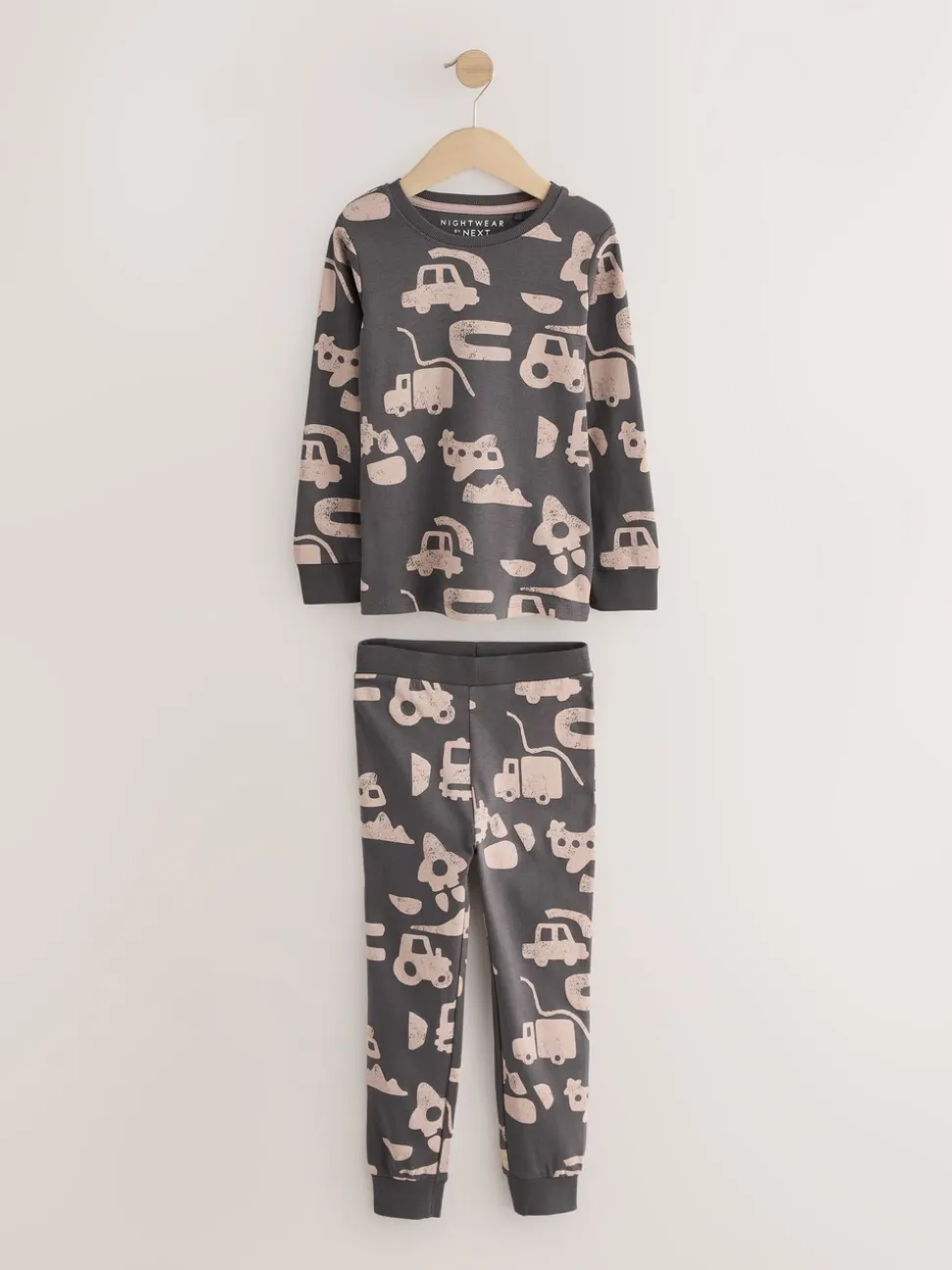 Bruin/Crème Transport - Mini Knusse Pyjama's 3 Set (9mnd-10jr)