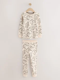 Bruin/Crème Transport - Mini Knusse Pyjama's 3 Set (9mnd-10jr)