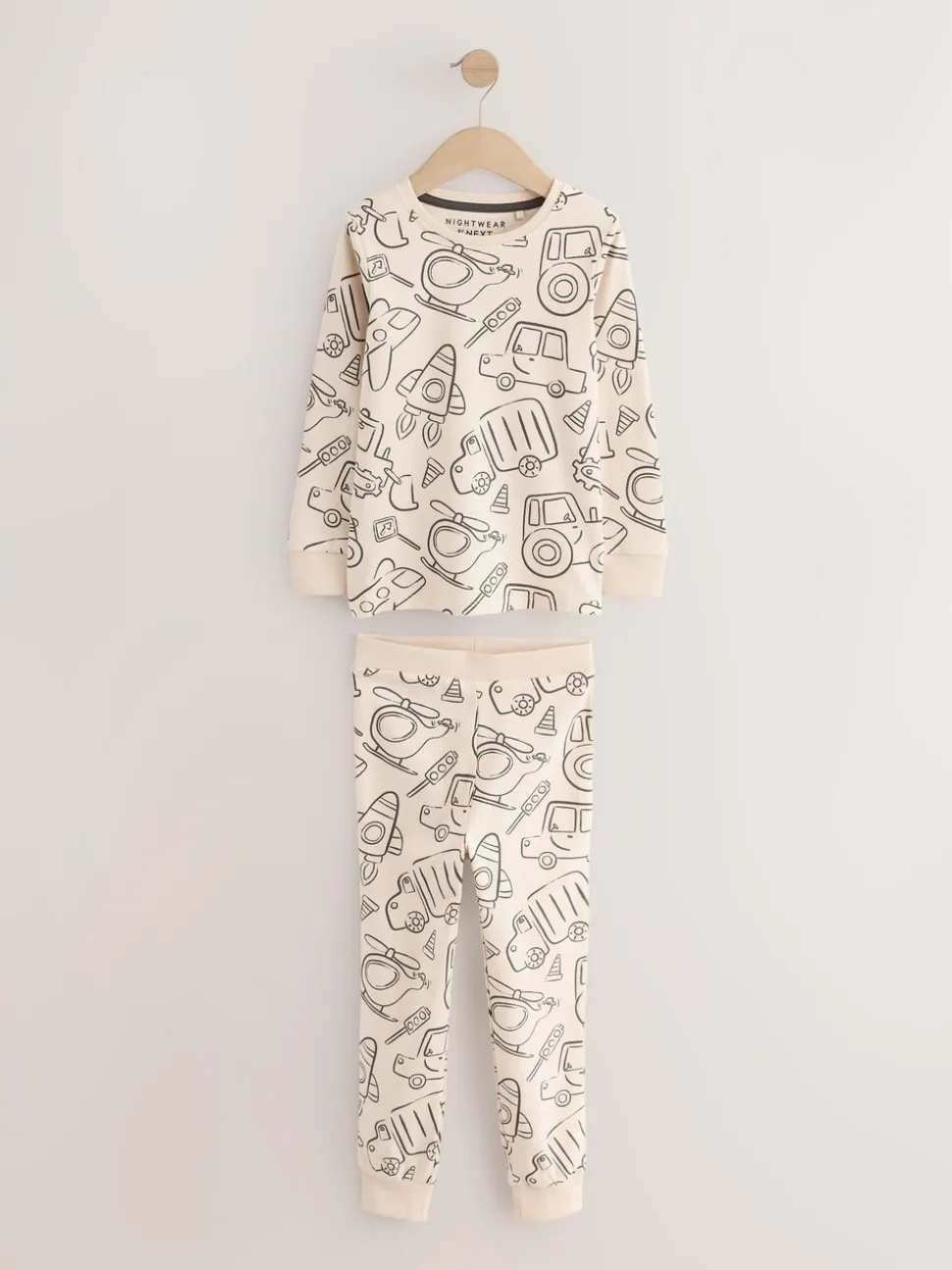 Bruin/Crème Transport - Mini Knusse Pyjama's 3 Set (9mnd-10jr)