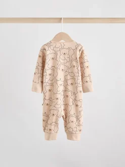 Bruin/donkerblauw - Set van 3 baby pyjama's zonder voetjes met tweewegrits van katoen (0mnd-3jr)