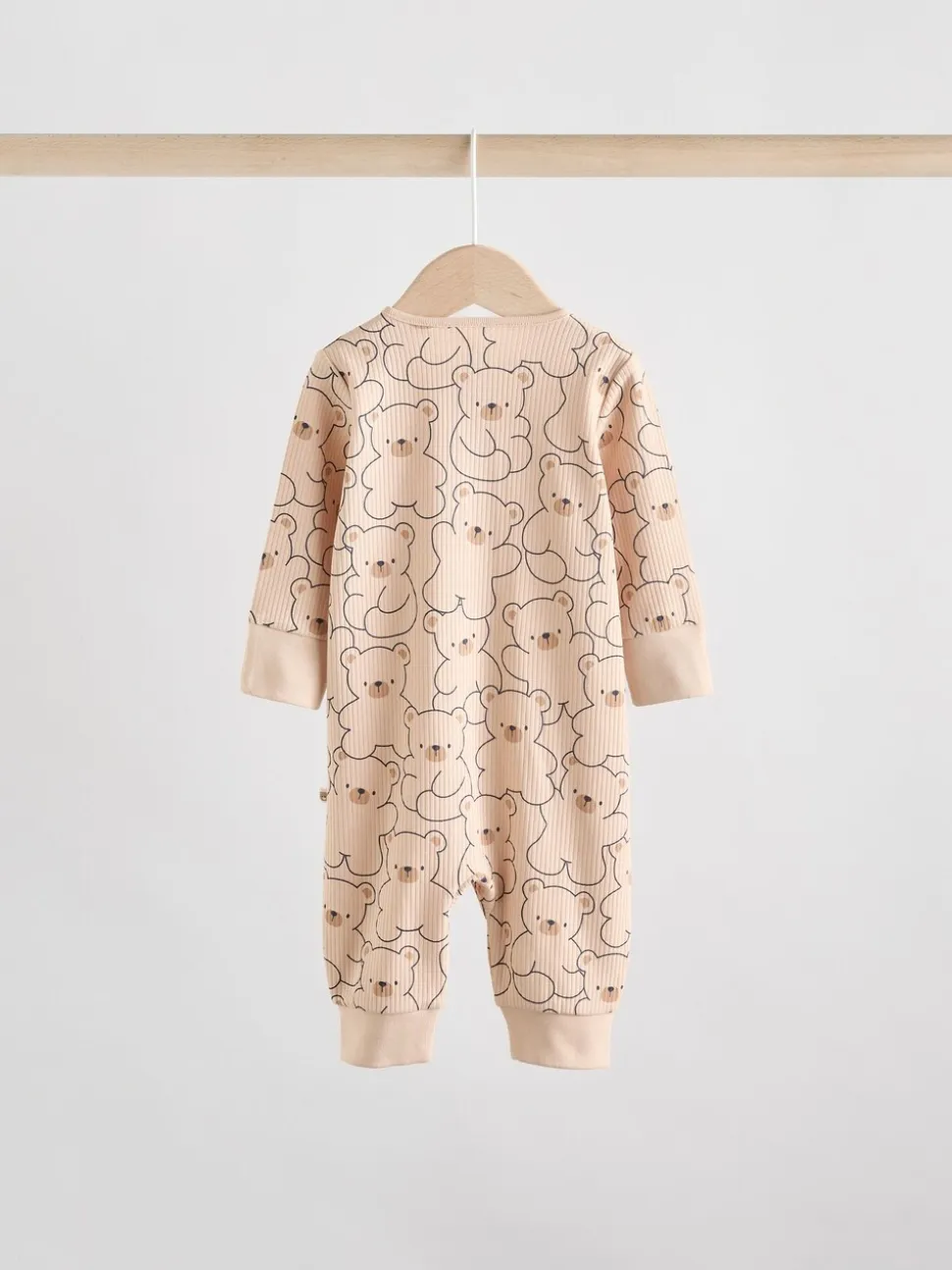 Bruin/donkerblauw - Set van 3 baby pyjama's zonder voetjes met tweewegrits van katoen (0mnd-3jr)