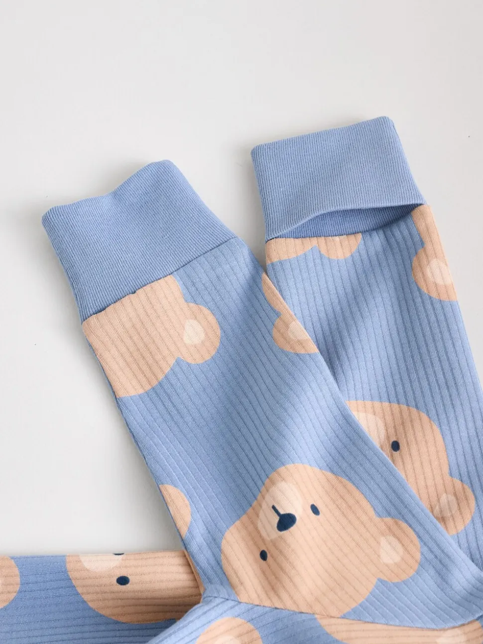 Bruin/donkerblauw - Set van 3 baby pyjama's zonder voetjes met tweewegrits van katoen (0mnd-3jr)