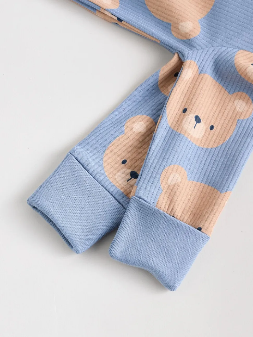 Bruin/donkerblauw - Set van 3 baby pyjama's zonder voetjes met tweewegrits van katoen (0mnd-3jr)