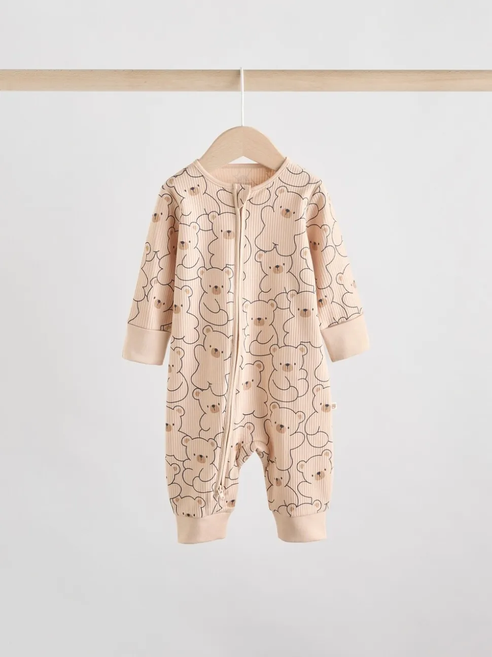 Bruin/donkerblauw - Set van 3 baby pyjama's zonder voetjes met tweewegrits van katoen (0mnd-3jr)