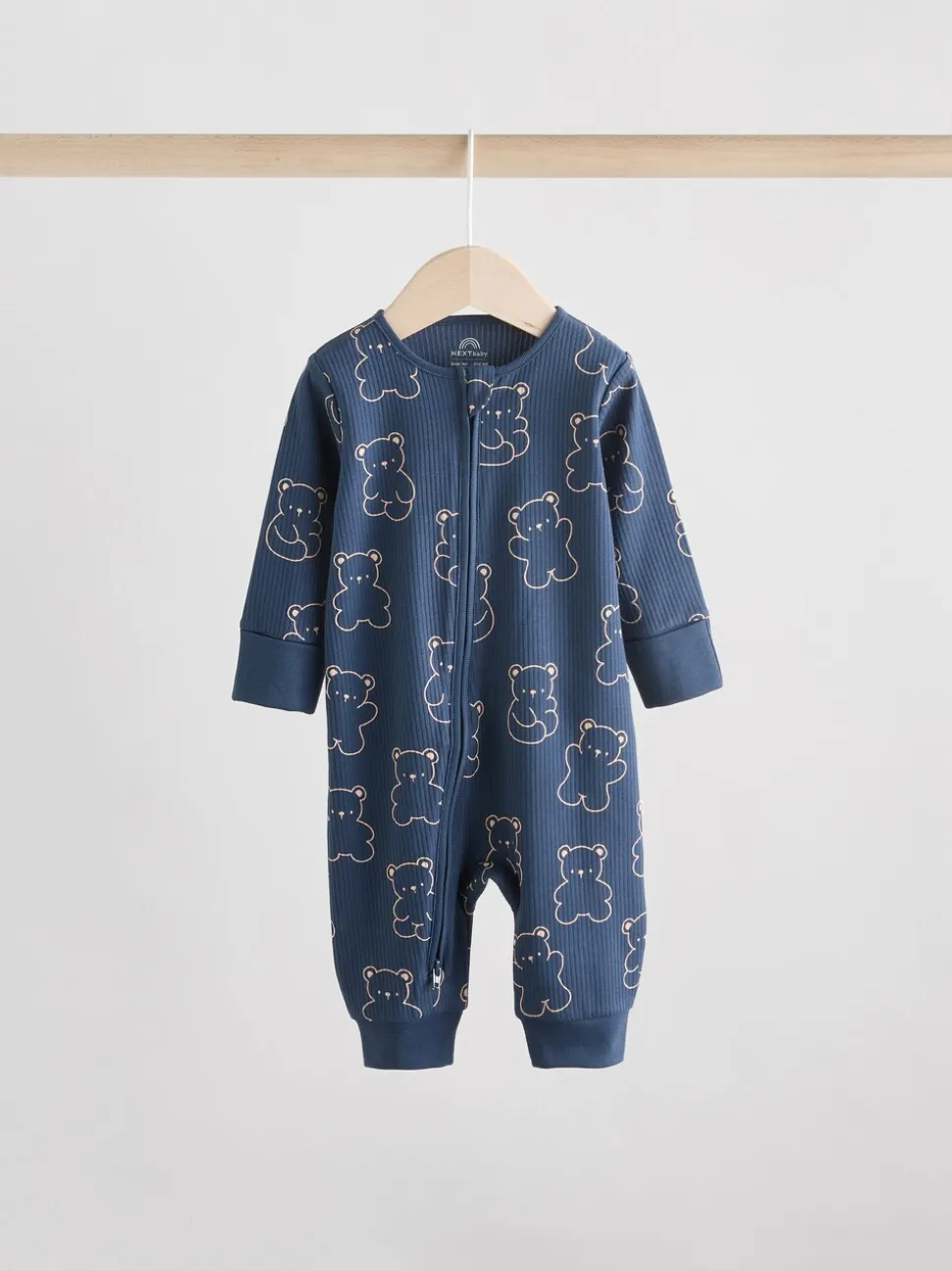 Bruin/donkerblauw - Set van 3 baby pyjama's zonder voetjes met tweewegrits van katoen (0mnd-3jr)