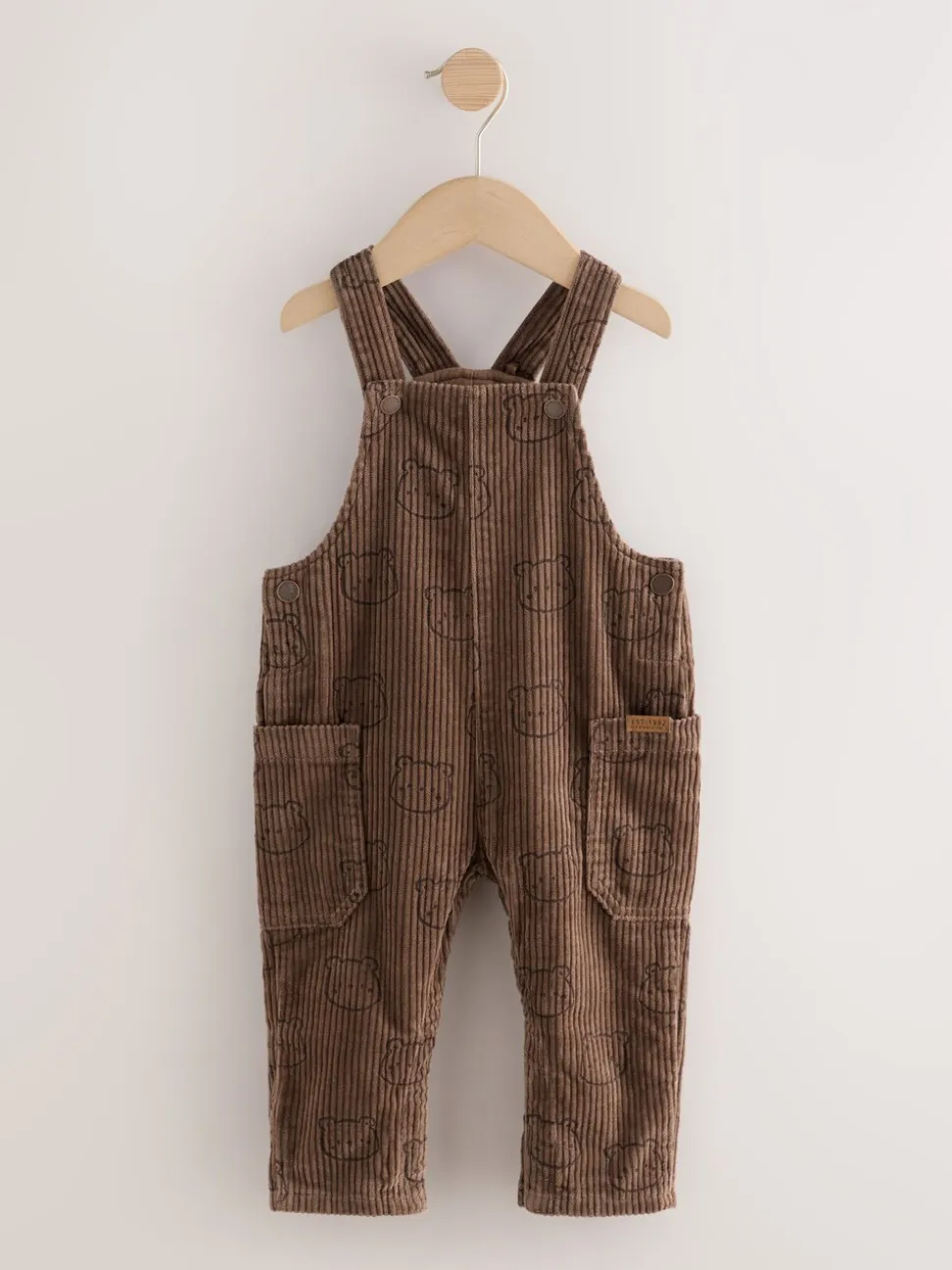 Bruine Beer Print - Corduroy tuinbroek (3 mnd - 7 jr)