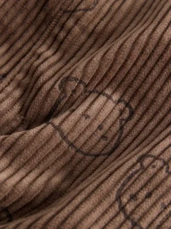 Bruine Beer Print - Corduroy tuinbroek (3 mnd - 7 jr)