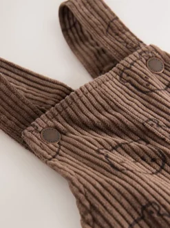 Bruine Beer Print - Corduroy tuinbroek (3 mnd - 7 jr)