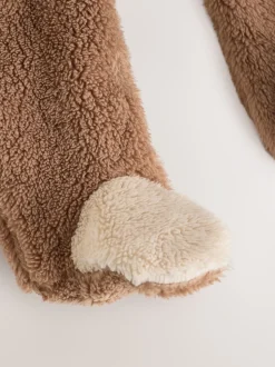 Bruine Hamish met capuchon - Baby fleece skipak (0-18mnd)