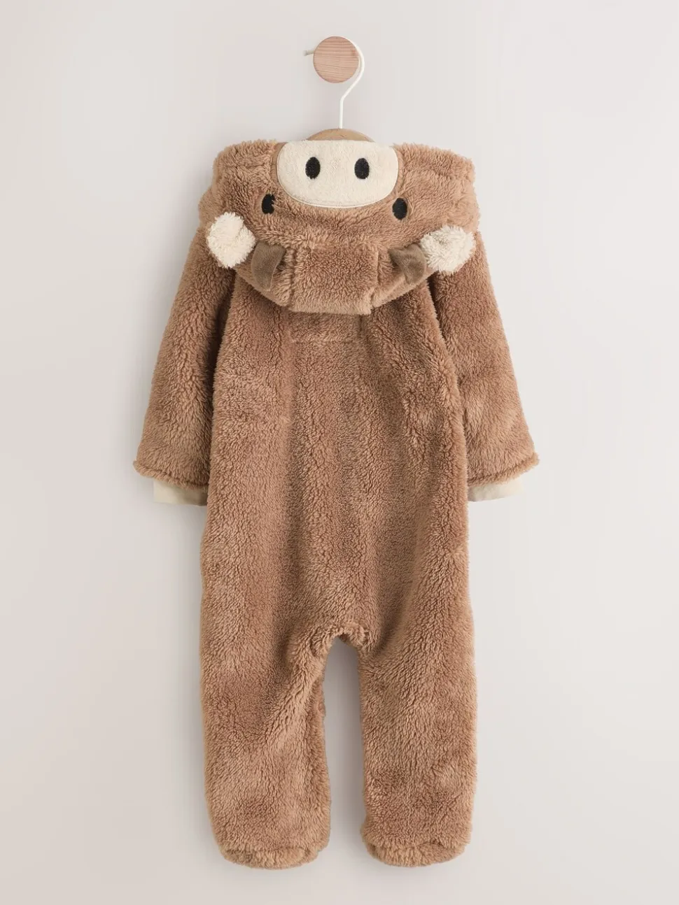 Bruine Hamish met capuchon - Baby fleece skipak (0-18mnd)