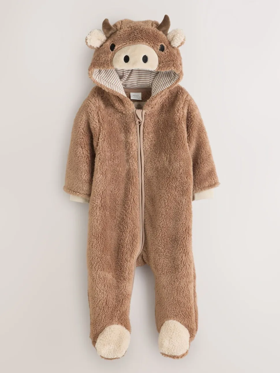 Bruine Hamish met capuchon - Baby fleece skipak (0-18mnd)
