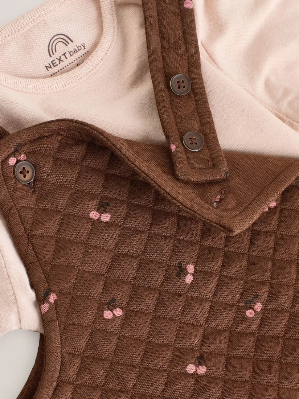 Bruine Kers - Gewatteerde bretelbroek en Bodysuit baby set met 2 Pieces (0mnd -3jr)